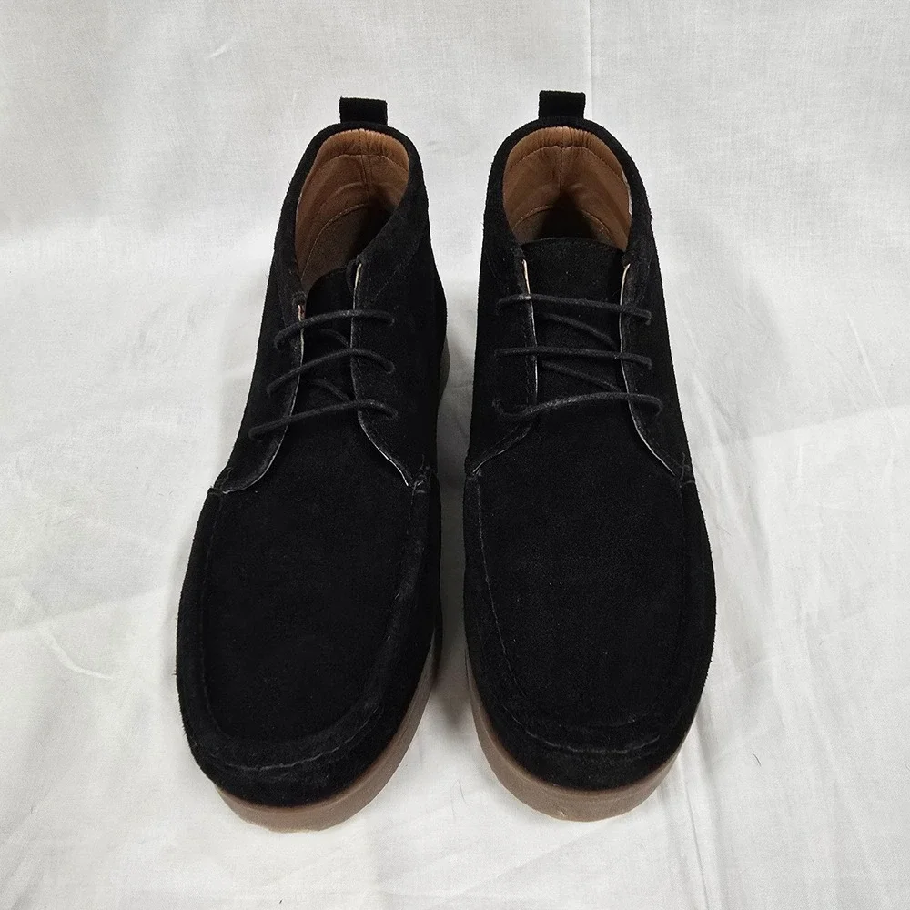 Find Mens Black Suede Chukka Boots Moc Toe Gum Crepe Sole Ankle Boots Lace Up